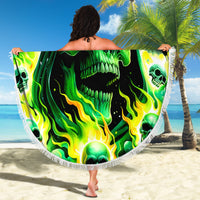 Flame Skull Beach Blanket Heaven Don't Want Me Hell Afraid I Take Over - Wonder Print Shop