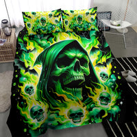 Flame Skull Bedding Set Heaven Don't Want Me Hell Afraid I Take Over - Wonder Print Shop