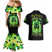 Flame Skull Couples Matching Mermaid Dress and Hawaiian Shirt Heaven Don't Want Me Hell Afraid I Take Over - Wonder Print Shop