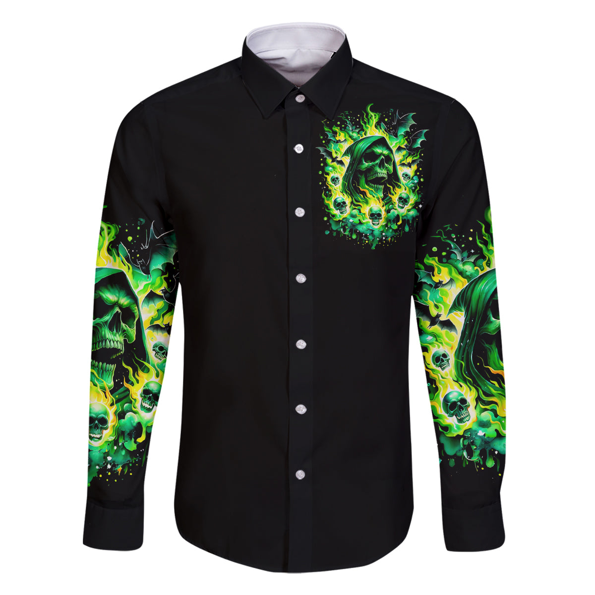 Flame Skull Family Matching Off Shoulder Maxi Dress and Hawaiian Shirt Heaven Don't Want Me Hell Afraid I Take Over - Wonder Print Shop