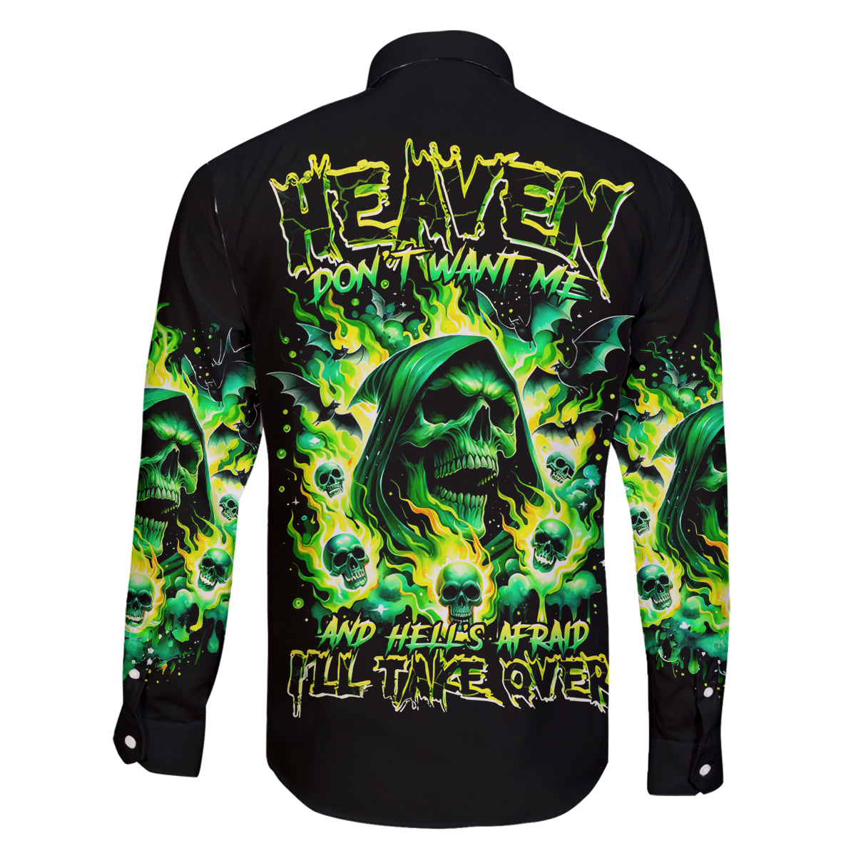 Flame Skull Family Matching Summer Maxi Dress and Hawaiian Shirt Heaven Don't Want Me Hell Afraid I Take Over - Wonder Print Shop