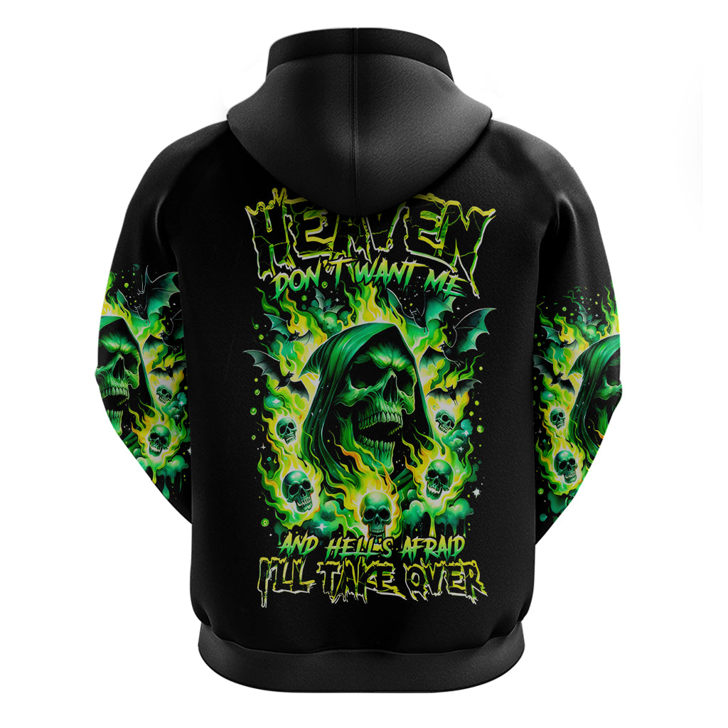 Flame Skull Hoodie Heaven Don't Want Me Hell Afraid I Take Over - Wonder Print Shop