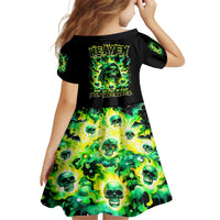 Flame Skull Kid Short Sleeve Dress Heaven Don't Want Me Hell Afraid I Take Over - Wonder Print Shop