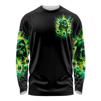 Flame Skull Long Sleeve Shirt Heaven Don't Want Me Hell Afraid I Take Over - Wonder Print Shop