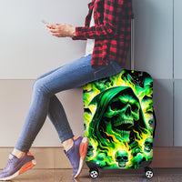 Flame Skull Luggage Cover Heaven Don't Want Me Hell Afraid I Take Over - Wonder Print Shop
