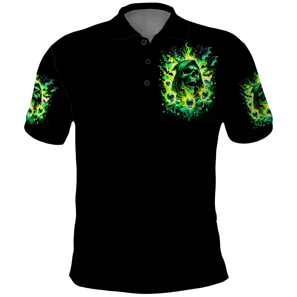 Flame Skull Polo Shirt Heaven Don't Want Me Hell Afraid I Take Over - Wonder Print Shop