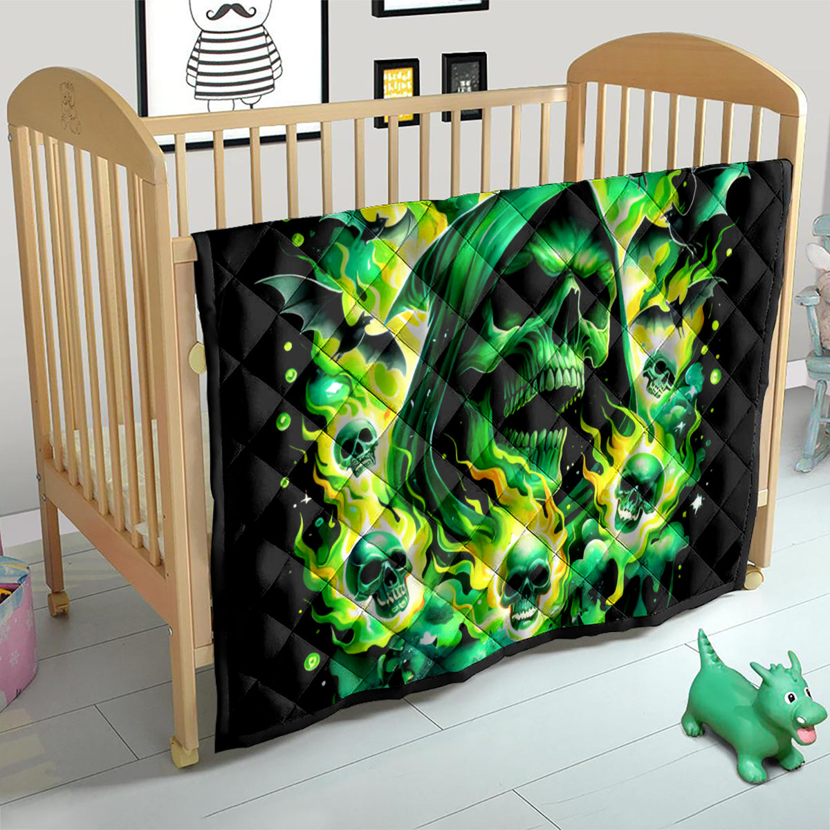 Flame Skull Quilt Heaven Don't Want Me Hell Afraid I Take Over - Wonder Print Shop