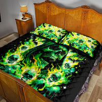 Flame Skull Quilt Bed Set Heaven Don't Want Me Hell Afraid I Take Over - Wonder Print Shop