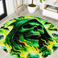 Flame Skull Round Carpet Heaven Don't Want Me Hell Afraid I Take Over DT01