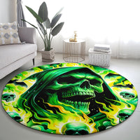 Flame Skull Round Carpet Heaven Don't Want Me Hell Afraid I Take Over DT01