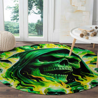 Flame Skull Round Carpet Heaven Don't Want Me Hell Afraid I Take Over DT01