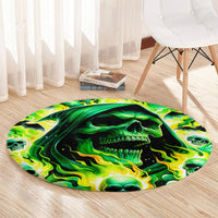 Flame Skull Round Carpet Heaven Don't Want Me Hell Afraid I Take Over DT01