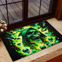 Flame Skull Rubber Doormat Heaven Don't Want Me Hell Afraid I Take Over - Wonder Print Shop
