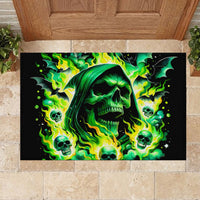 Flame Skull Rubber Doormat Heaven Don't Want Me Hell Afraid I Take Over - Wonder Print Shop