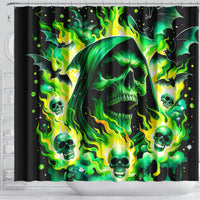 Flame Skull Shower Curtain Heaven Don't Want Me Hell Afraid I Take Over DT01
