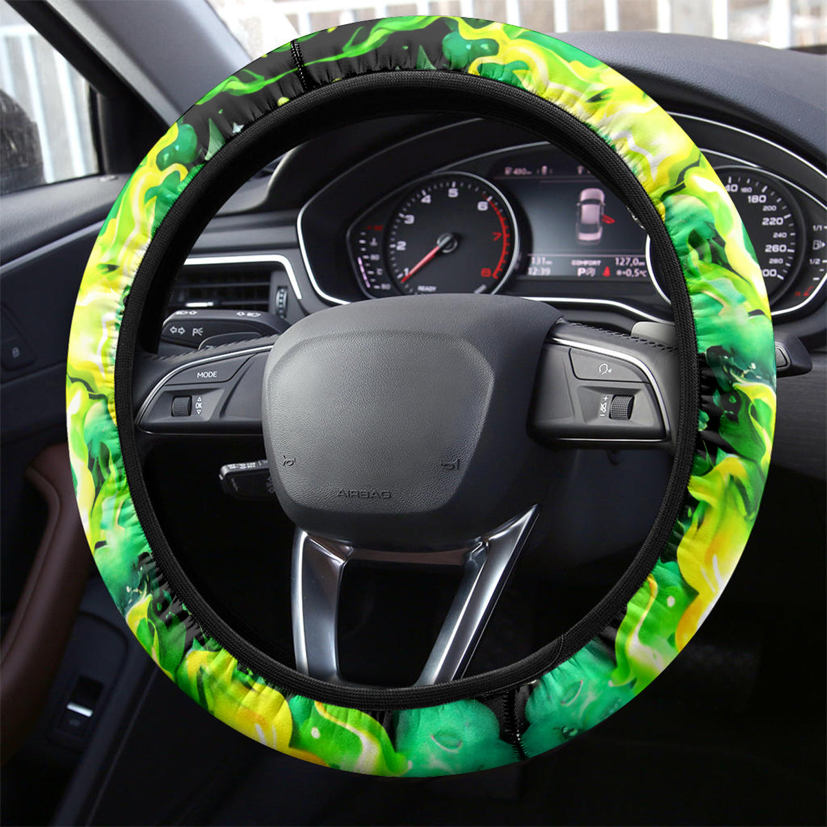 Flame Skull Steering Wheel Cover Heaven Don't Want Me Hell Afraid I Take Over - Wonder Print Shop