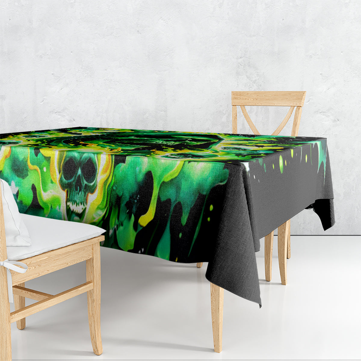 Flame Skull Tablecloth Heaven Don't Want Me Hell Afraid I Take Over - Wonder Print Shop