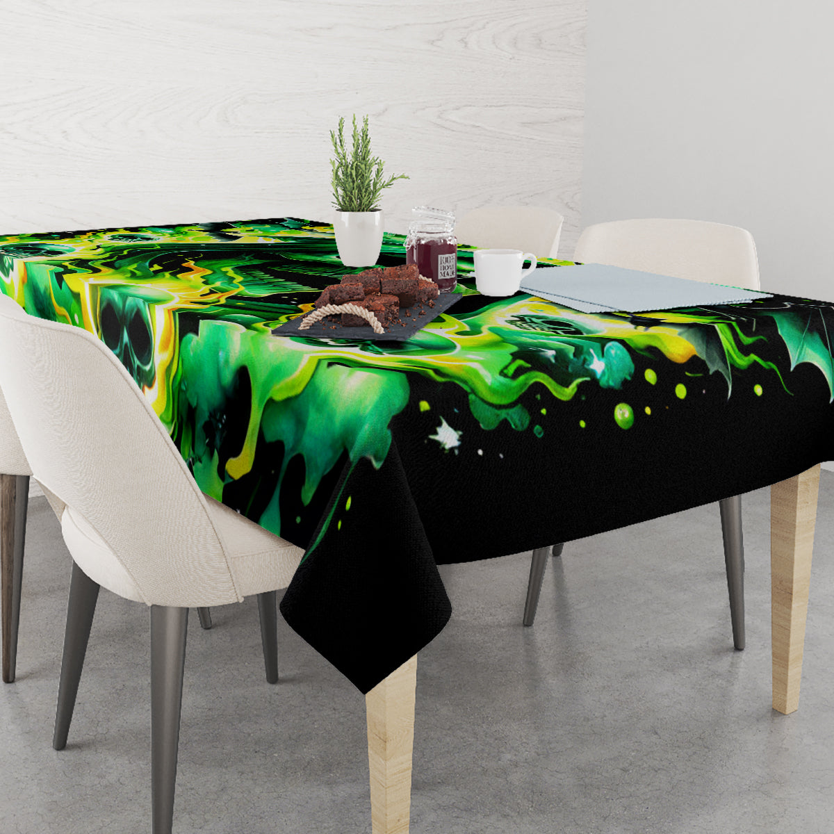 Flame Skull Tablecloth Heaven Don't Want Me Hell Afraid I Take Over - Wonder Print Shop