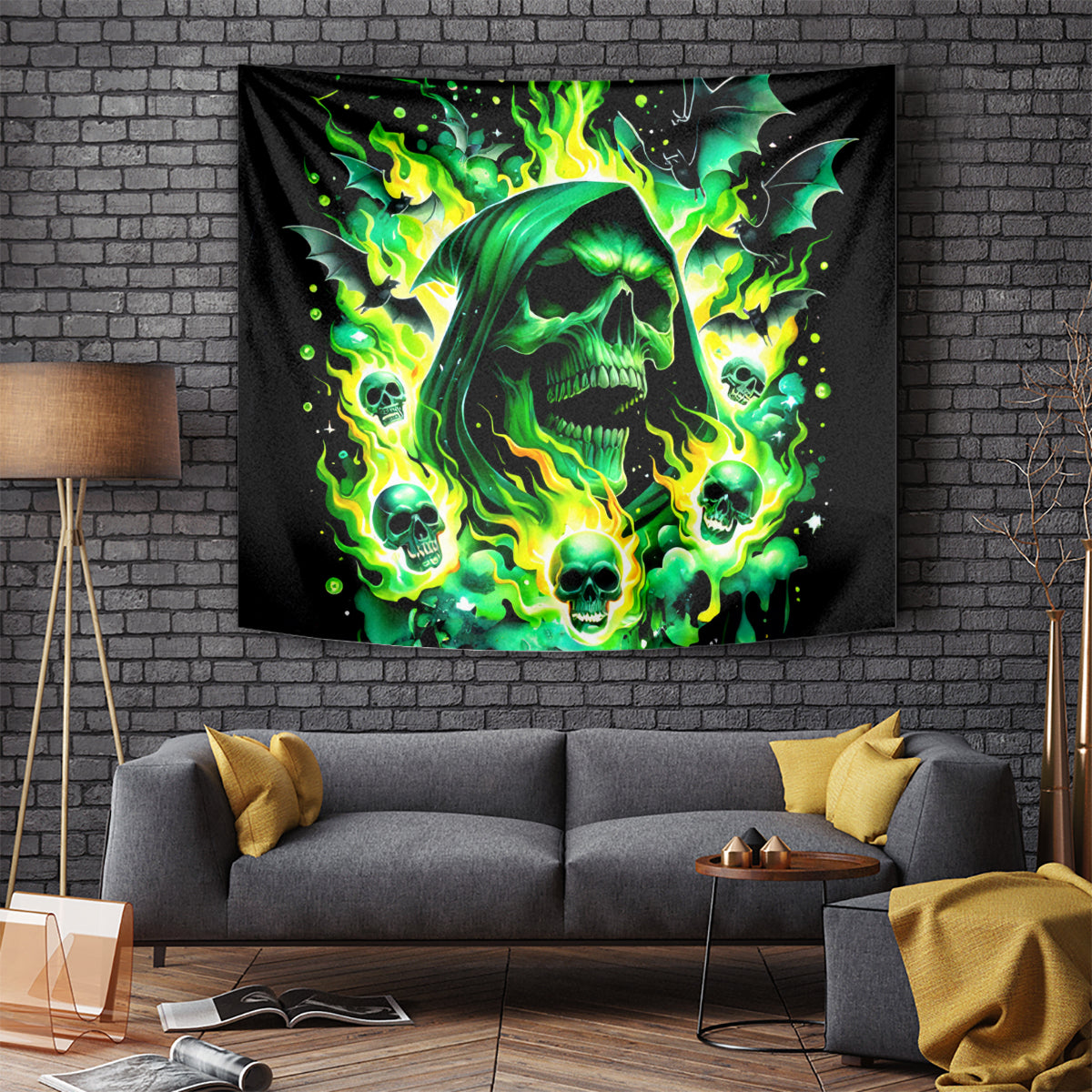 Flame Skull Tapestry Heaven Don't Want Me Hell Afraid I Take Over - Wonder Print Shop