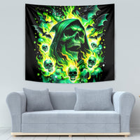 Flame Skull Tapestry Heaven Don't Want Me Hell Afraid I Take Over - Wonder Print Shop