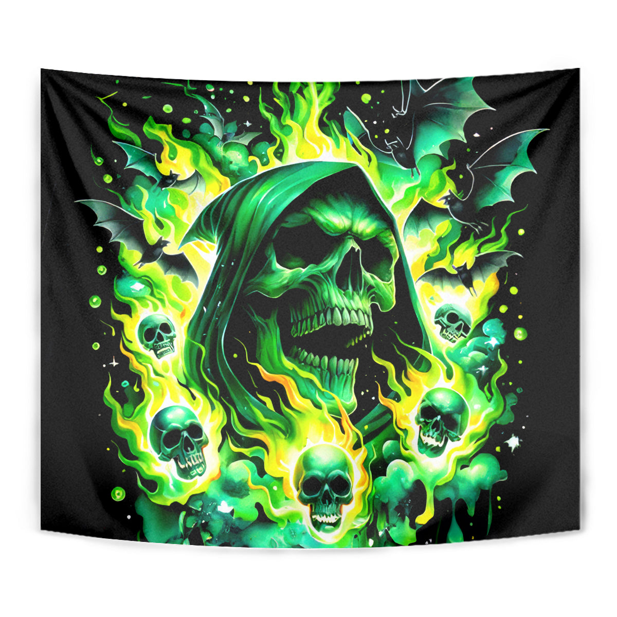 Flame Skull Tapestry Heaven Don't Want Me Hell Afraid I Take Over - Wonder Print Shop