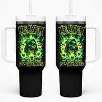 Flame Skull Tumbler With Handle Heaven Don't Want Me Hell Afraid I Take Over - Wonder Print Shop