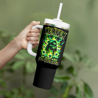 Flame Skull Tumbler With Handle Heaven Don't Want Me Hell Afraid I Take Over - Wonder Print Shop
