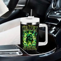 Flame Skull Tumbler With Handle Heaven Don't Want Me Hell Afraid I Take Over - Wonder Print Shop