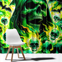 Flame Skull Window Curtain Heaven Don't Want Me Hell Afraid I Take Over - Wonder Print Shop