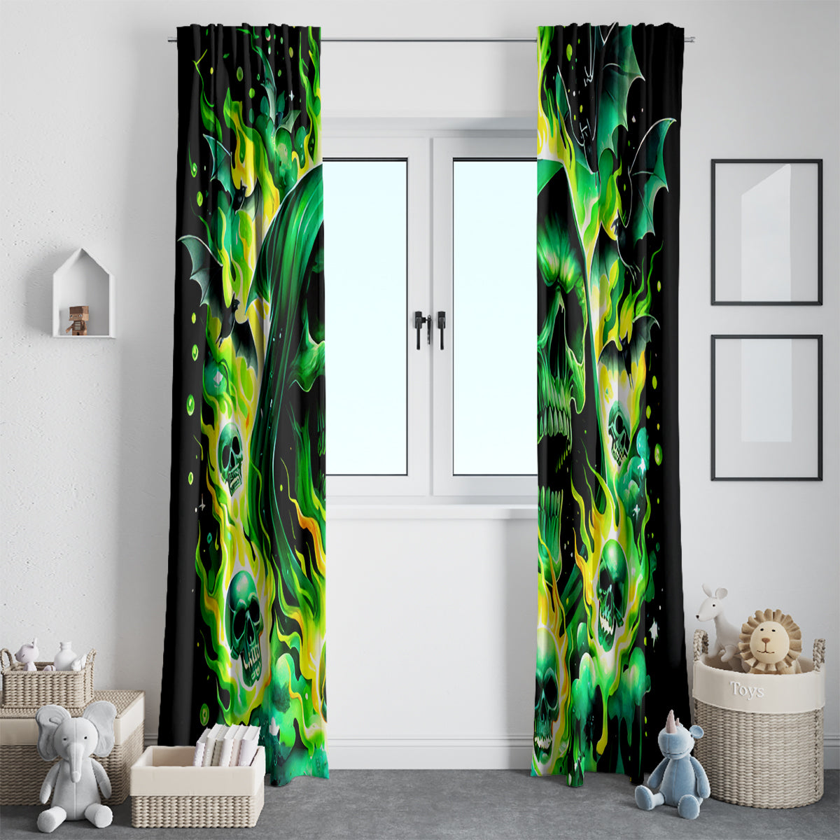 Flame Skull Window Curtain Heaven Don't Want Me Hell Afraid I Take Over - Wonder Print Shop