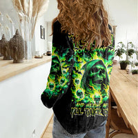 Flame Skull Women Casual Shirt Heaven Don't Want Me Hell Afraid I Take Over - Wonder Print Shop