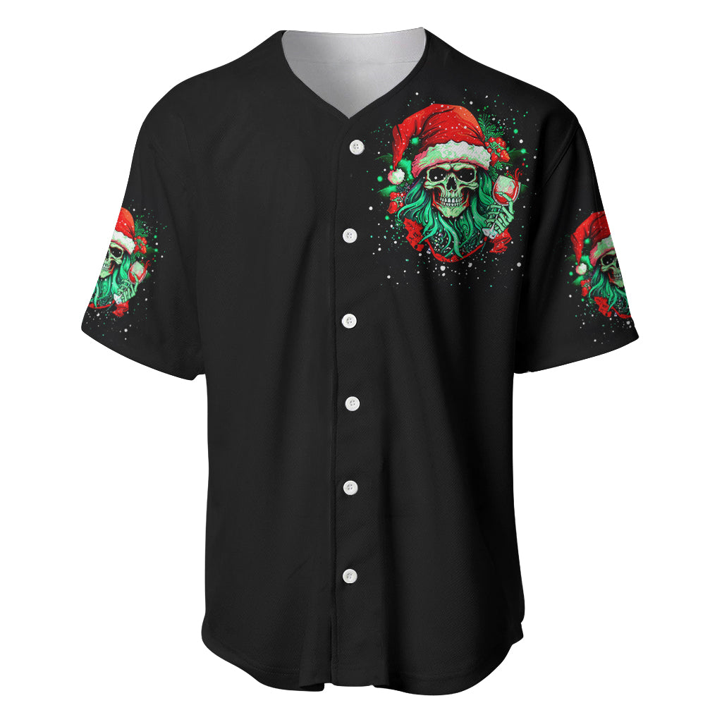 Christmas Skull Baseball Jersey Ho Ho Holy Shit I'm Drink - Wonder Print Shop