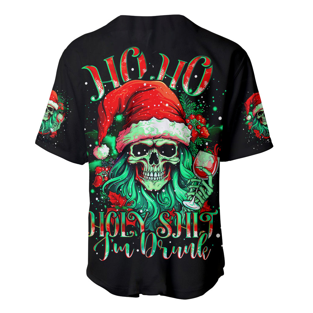 Christmas Skull Baseball Jersey Ho Ho Holy Shit I'm Drink - Wonder Print Shop