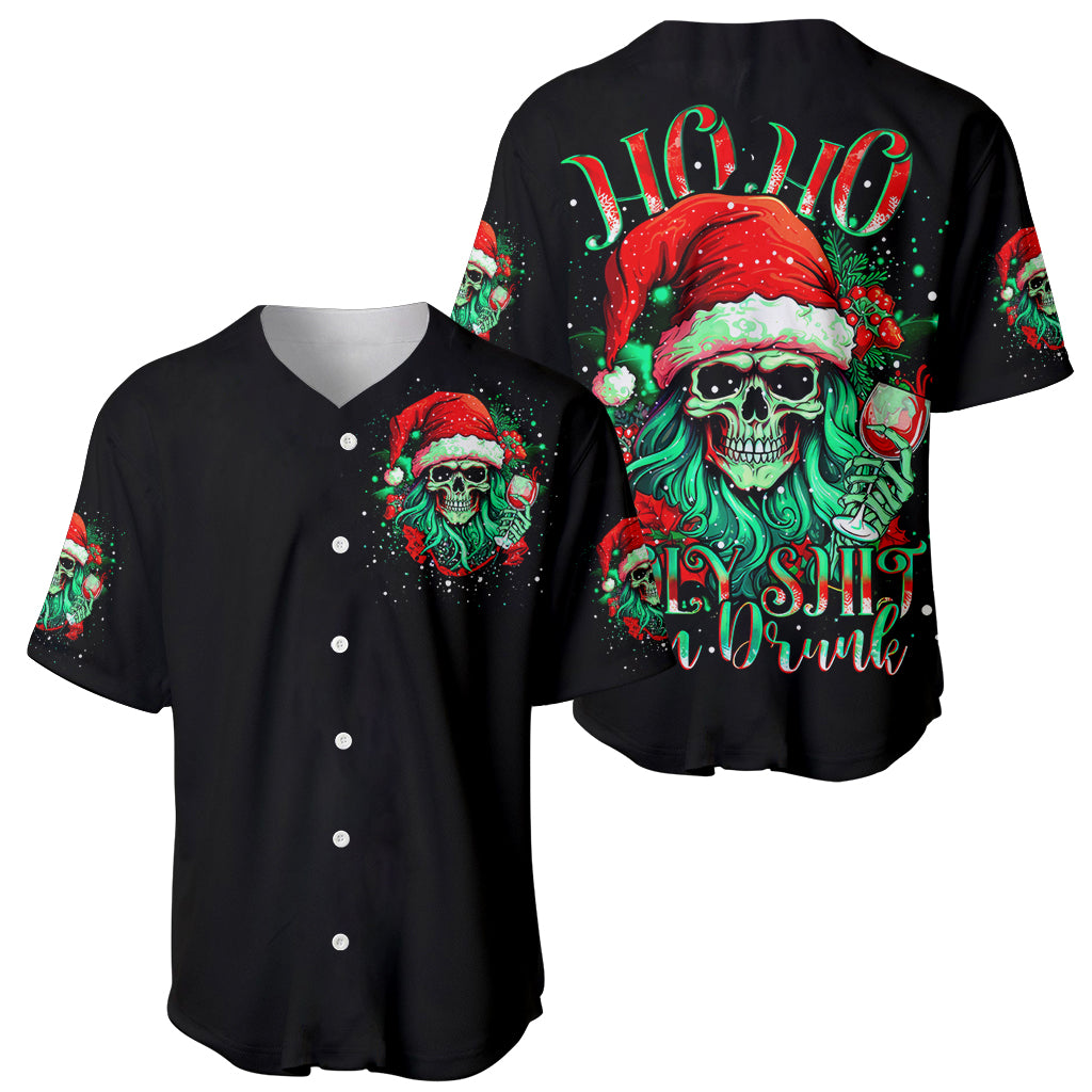 Christmas Skull Baseball Jersey Ho Ho Holy Shit I'm Drink - Wonder Print Shop