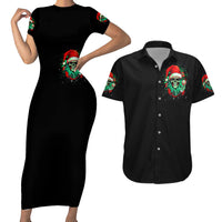 Christmas Skull Couples Matching Short Sleeve Bodycon Dress and Hawaiian Shirt Ho Ho Holy Shit I'm Drink - Wonder Print Shop
