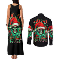 Christmas Skull Couples Matching Tank Maxi Dress and Long Sleeve Button Shirt Ho Ho Holy Shit I'm Drink - Wonder Print Shop