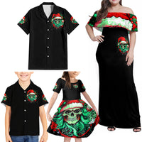 Christmas Skull Family Matching Off Shoulder Maxi Dress and Hawaiian Shirt Ho Ho Holy Shit I'm Drink - Wonder Print Shop
