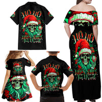 Christmas Skull Family Matching Off Shoulder Maxi Dress and Hawaiian Shirt Ho Ho Holy Shit I'm Drink - Wonder Print Shop