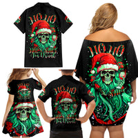 Christmas Skull Family Matching Off Shoulder Short Dress and Hawaiian Shirt Ho Ho Holy Shit I'm Drink - Wonder Print Shop