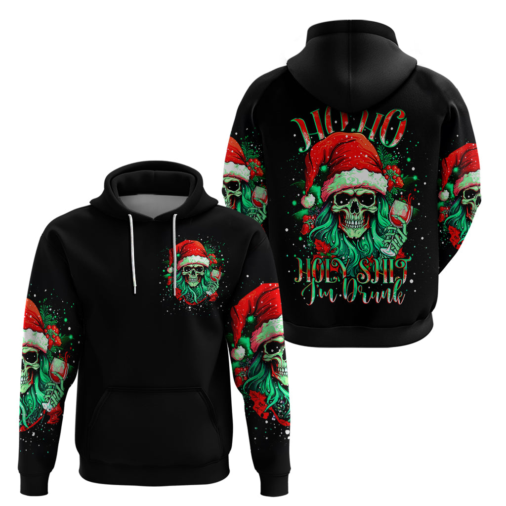 Christmas Skull Hoodie Ho Ho Holy Shit I'm Drink - Wonder Print Shop