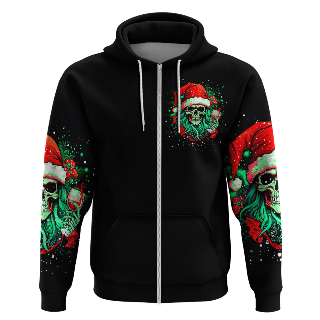 Christmas Skull Hoodie Ho Ho Holy Shit I'm Drink - Wonder Print Shop