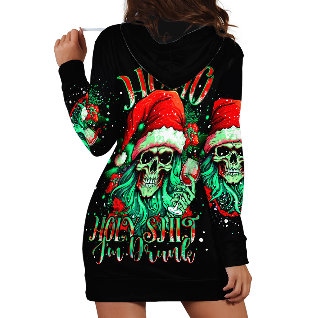 Christmas Skull Hoodie Dress Ho Ho Holy Shit I'm Drink - Wonder Print Shop
