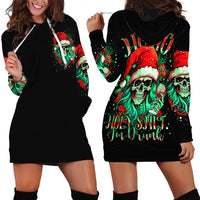 Christmas Skull Hoodie Dress Ho Ho Holy Shit I'm Drink - Wonder Print Shop
