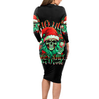 Christmas Skull Long Sleeve Bodycon Dress Ho Ho Holy Shit I'm Drink - Wonder Print Shop