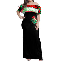 Christmas Skull Off Shoulder Maxi Dress Ho Ho Holy Shit I'm Drink - Wonder Print Shop