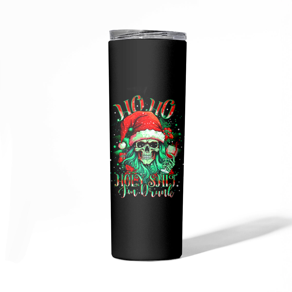 Christmas Skull Skinny Tumbler Ho Ho Holy Shit I'm Drink - Wonder Print Shop
