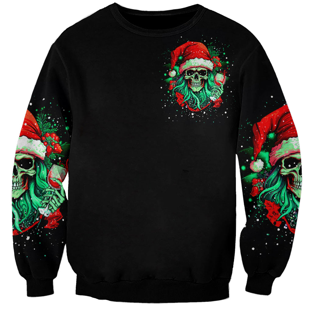 Christmas Skull Sweatshirt Ho Ho Holy Shit I'm Drink - Wonder Print Shop