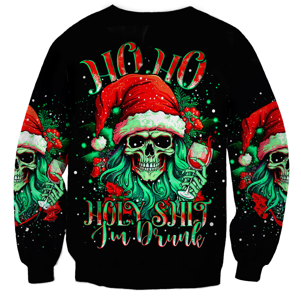 Christmas Skull Sweatshirt Ho Ho Holy Shit I'm Drink - Wonder Print Shop