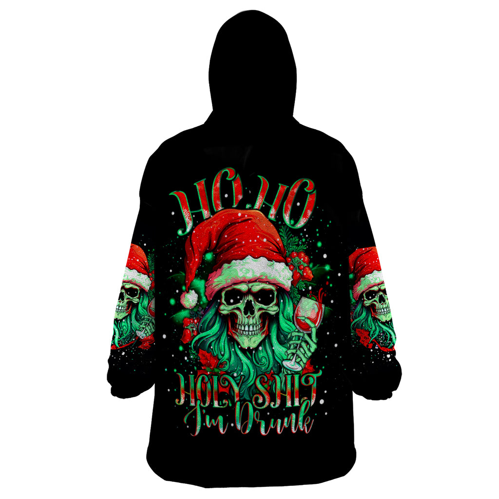 Christmas Skull Wearable Blanket Hoodie Ho Ho Holy Shit I'm Drink - Wonder Print Shop