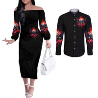 rose-skull-couples-matching-off-the-shoulder-long-sleeve-dress-and-long-sleeve-button-shirt-i-hold-a-beast-a-angel-and-a-crazy-lady-in-me
